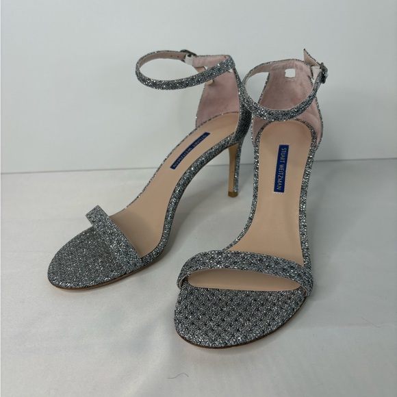 NWOT Stuart Weitzman stiletto silver‎ heels size 9.5 - Picture 2 of 7